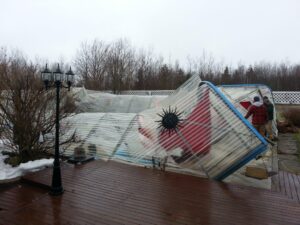 Pool Enclosure Collapsed over Pool