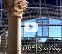 Covers in Play - Two story Pool Enclosure moves with a push of a button