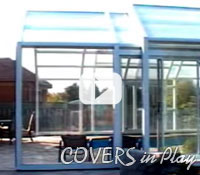Covers in Play pool enclosures open with a push of a button